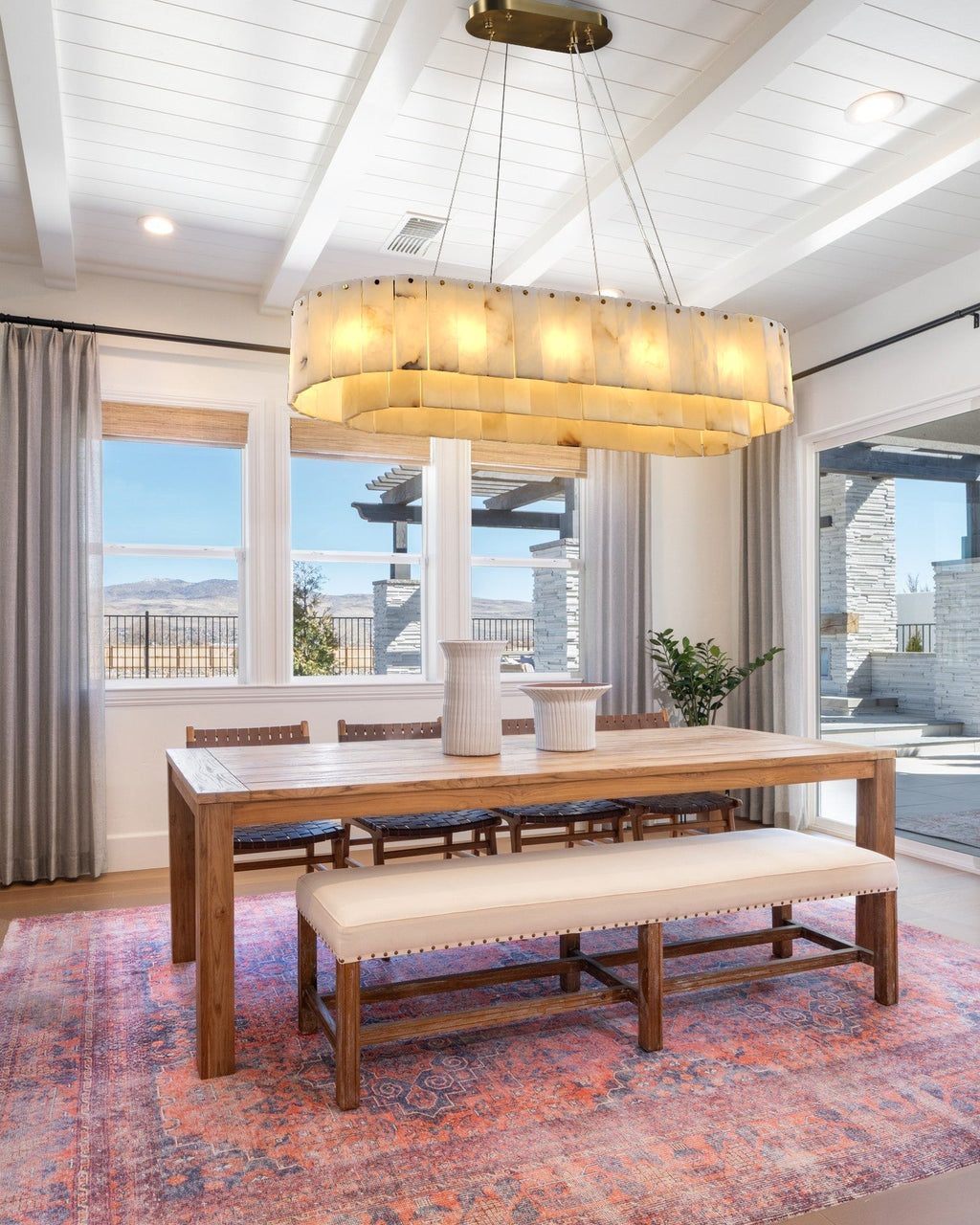 Nonzerad Rectangle Alabaster Dining Room Chandeliers - fovolighting