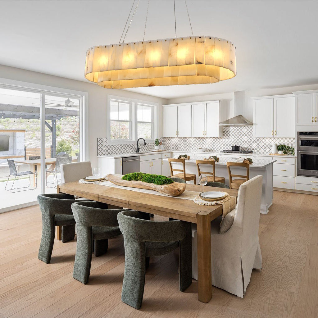 Nonzerad Rectangle Alabaster Dining Room Chandeliers - fovolighting