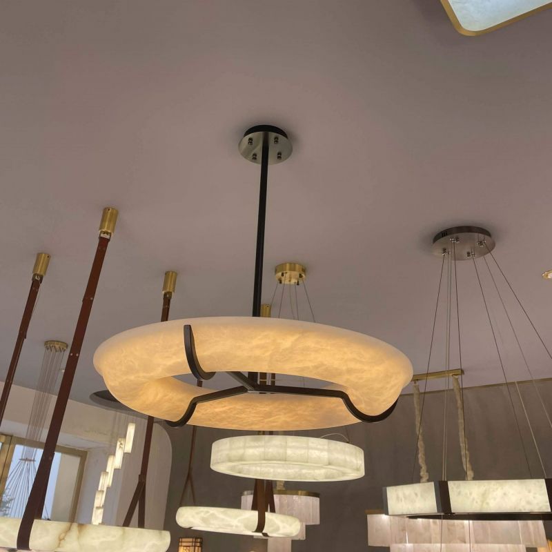 Nova Modern Round Alabaster Chandelier - fovolighting