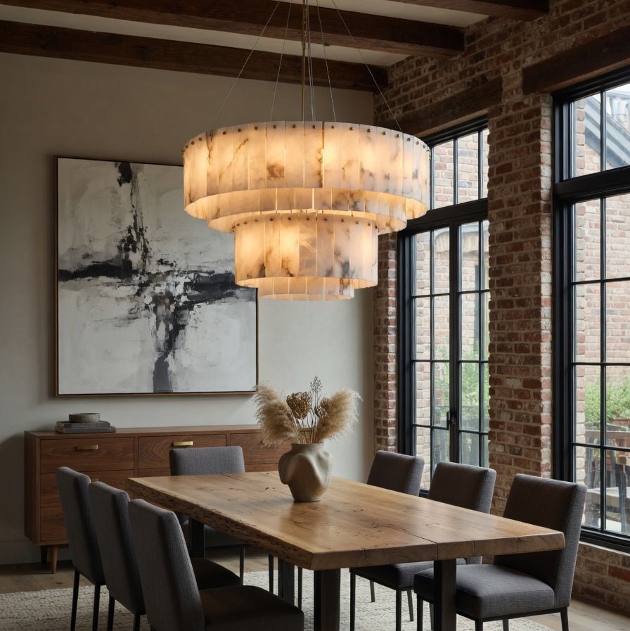Oakley Layered Marble Chandelier - 31" - fovolighting
