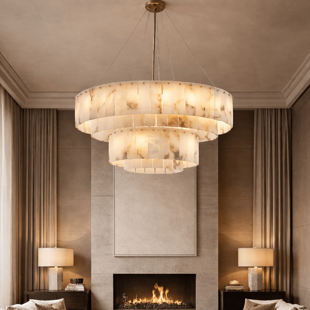 Oakley Layered Marble Chandelier - 39" - fovolighting