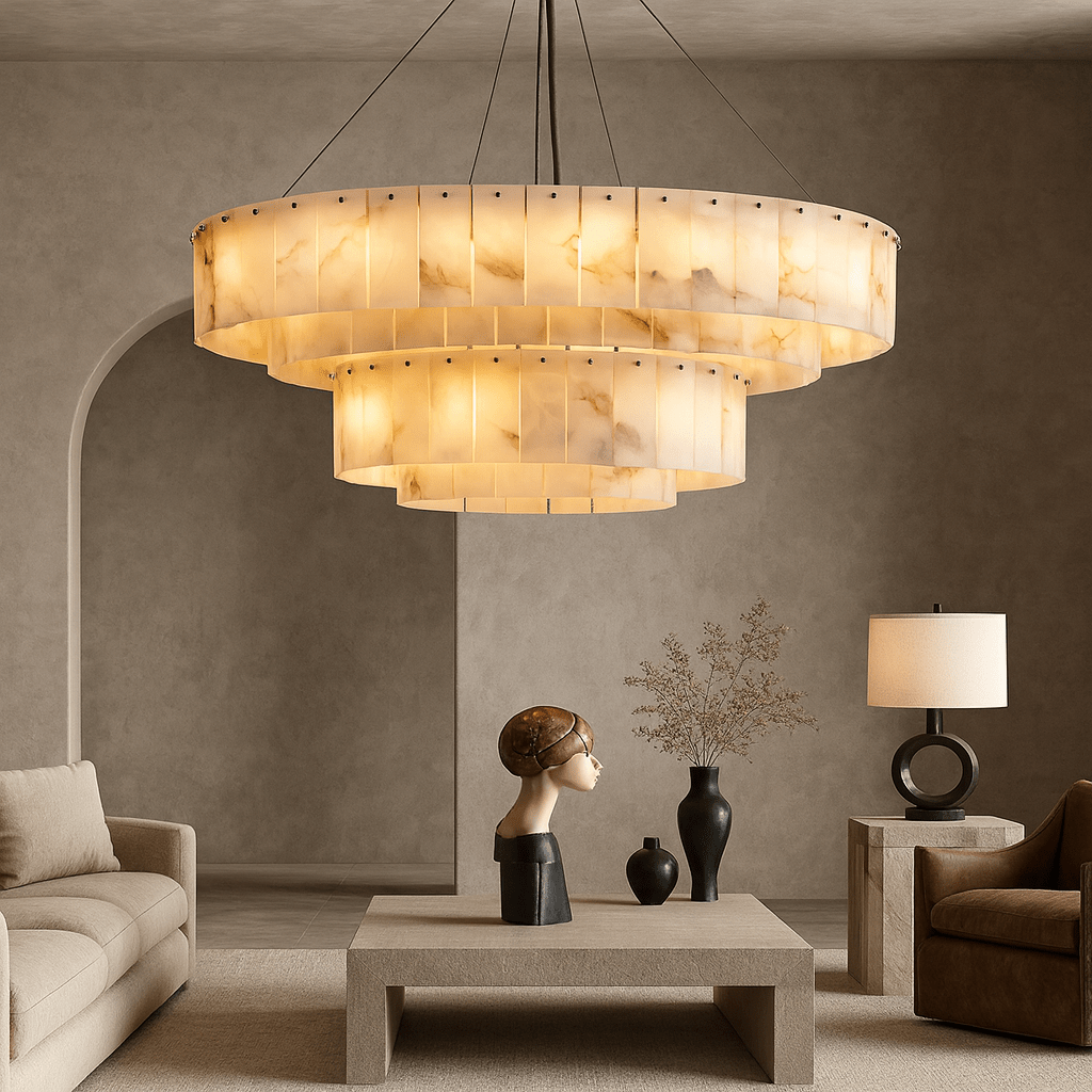 Oakley Layered Marble Chandelier - 39" - fovolighting