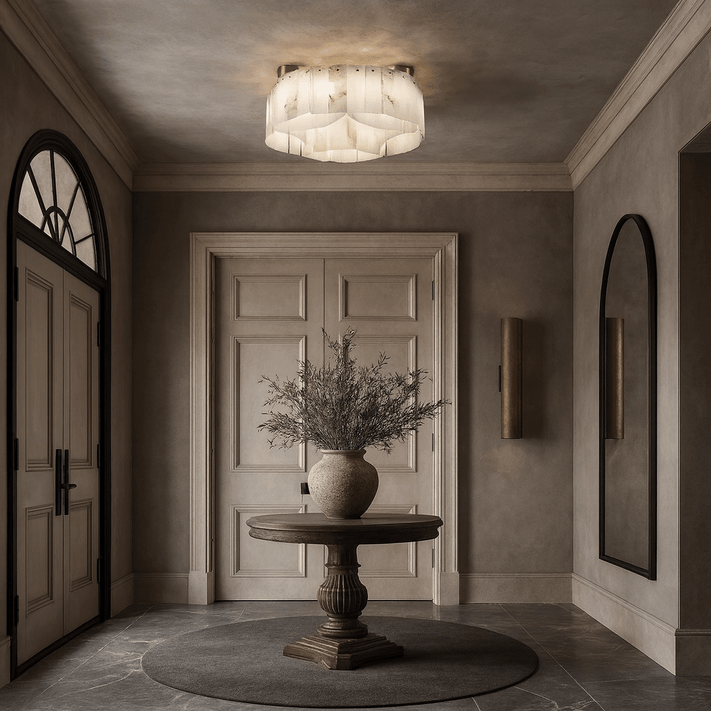 Oakley Layered Marble Flush Mount Chandelier - fovolighting