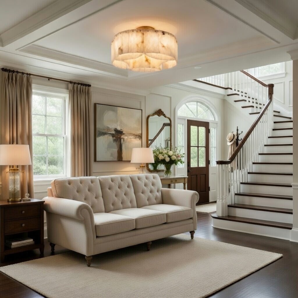 Oakley Layered Marble Flush Mount Chandelier - fovolighting