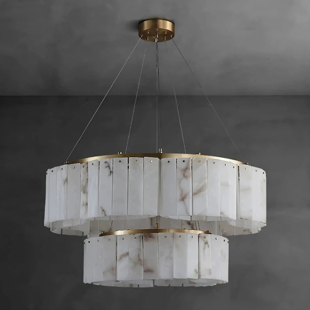 Oakley Two - Tier Layered Marble Chandelier - fovolighting