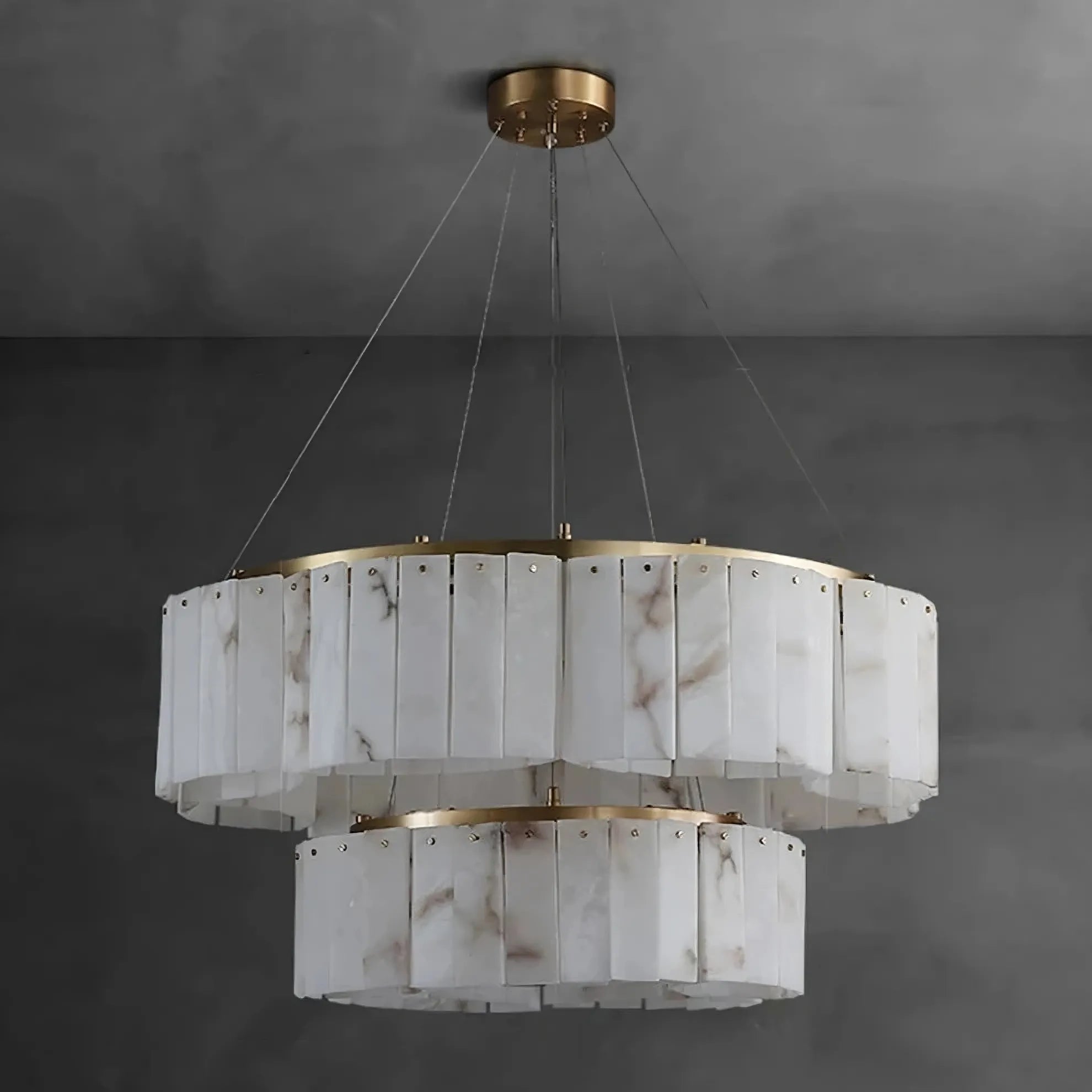 Oakley Two - Tier Layered Marble Chandelier - fovolighting