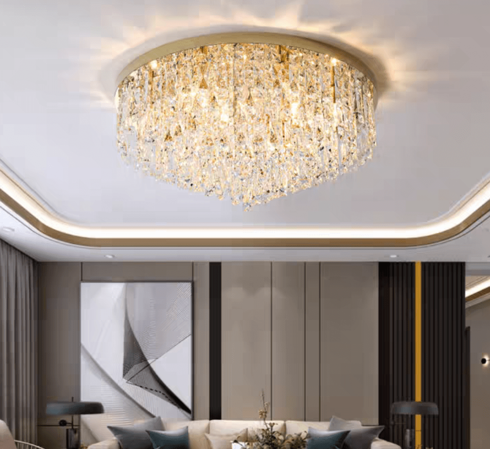 Oversize Luxury Flush Mount Crystal Chandelier for Living Room/Bedroom - fovolighting