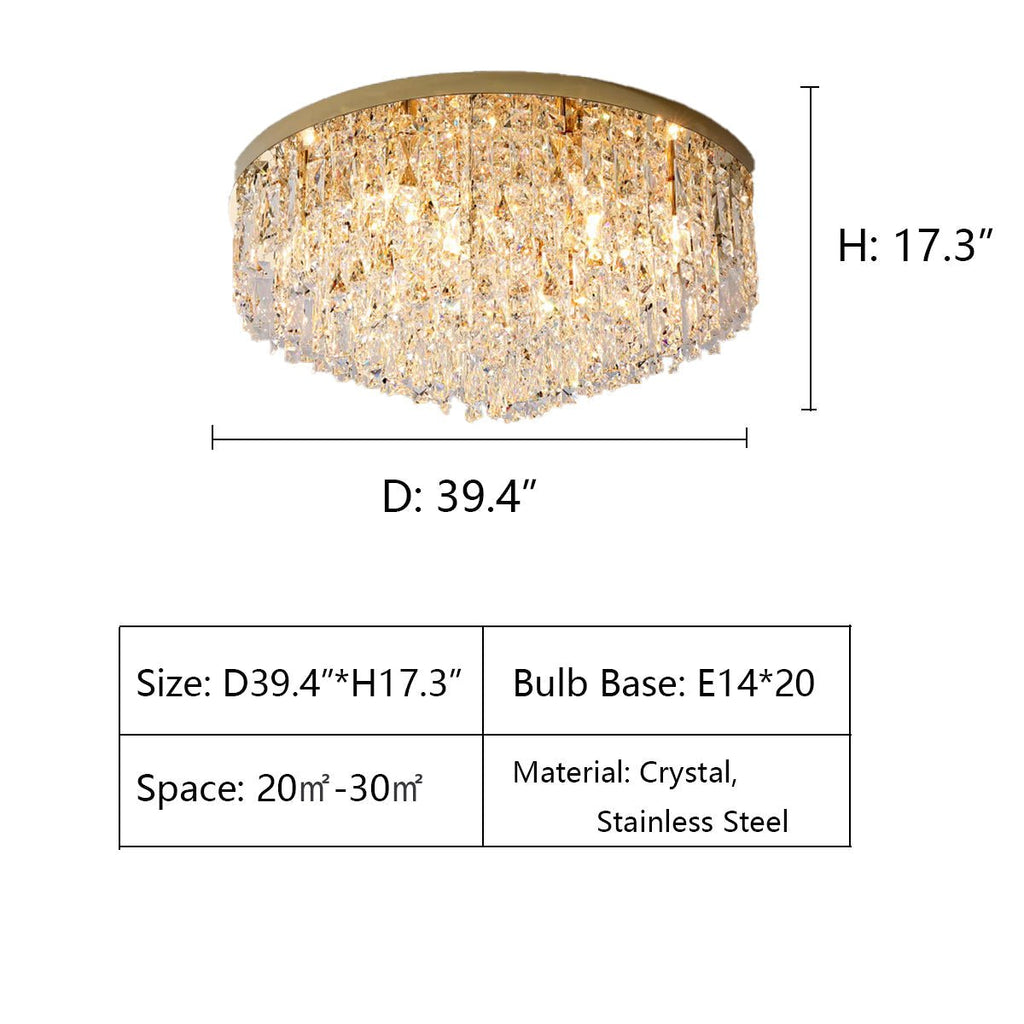 Oversize Luxury Flush Mount Crystal Chandelier for Living Room/Bedroom - fovolighting