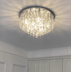 Oversize Luxury Flush Mount Crystal Chandelier for Living Room/Bedroom - fovolighting