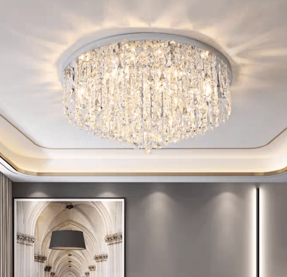 Oversize Luxury Flush Mount Crystal Chandelier for Living Room/Bedroom - fovolighting