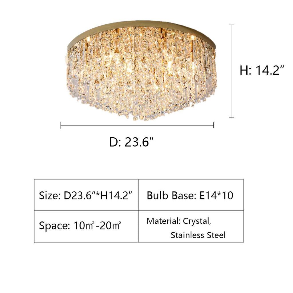 Oversize Luxury Flush Mount Crystal Chandelier for Living Room/Bedroom - fovolighting
