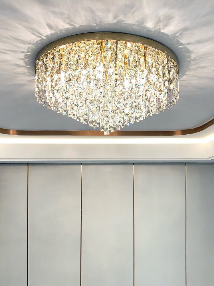 Oversize Luxury Flush Mount Crystal Chandelier for Living Room/Bedroom - fovolighting