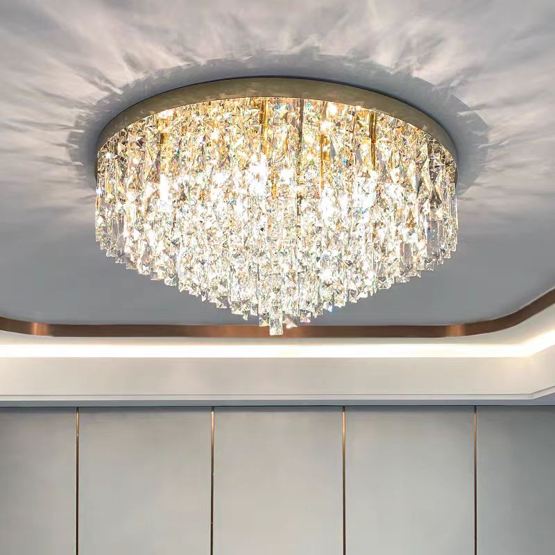 Oversize Luxury Flush Mount Crystal Chandelier for Living Room/Bedroom - fovolighting