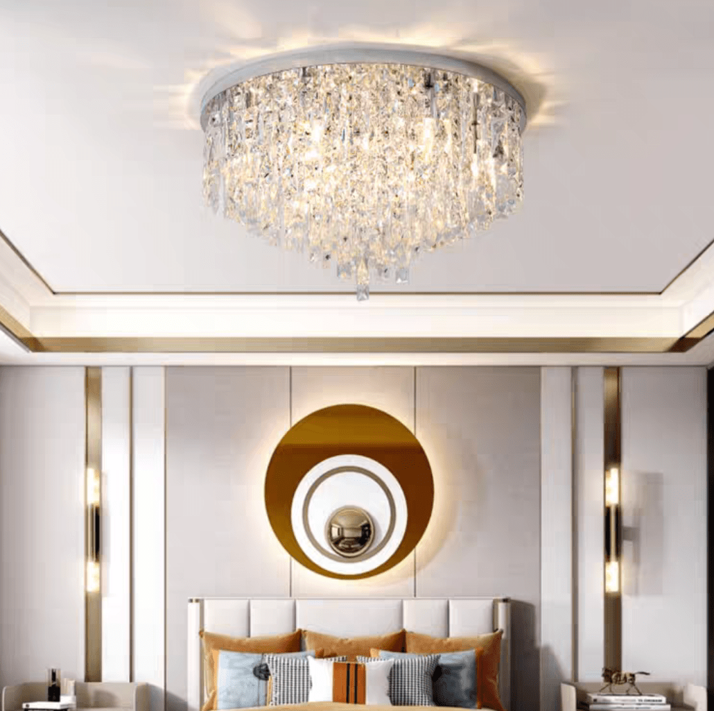 Oversize Luxury Flush Mount Crystal Chandelier for Living Room/Bedroom - fovolighting
