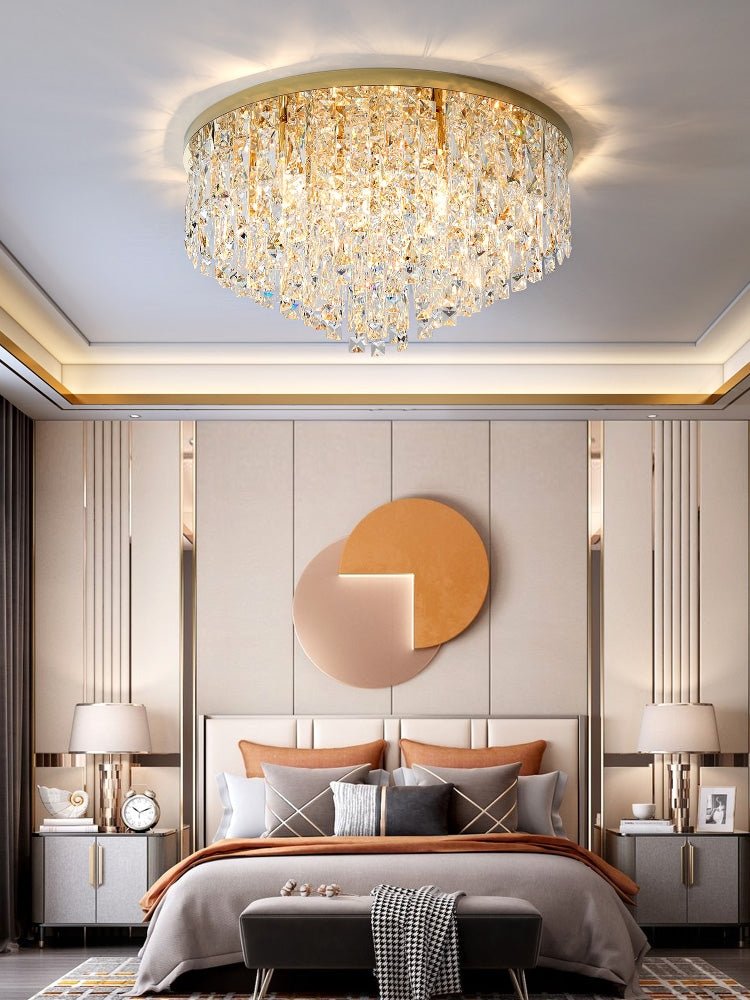 Oversize Luxury Flush Mount Crystal Chandelier for Living Room/Bedroom - fovolighting