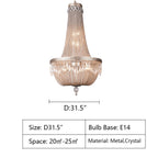 Oversize Modern Metal Art Luxury Crystal Chandelier for Duplex Hall/Staircase/Villa/Foyer - fovolighting