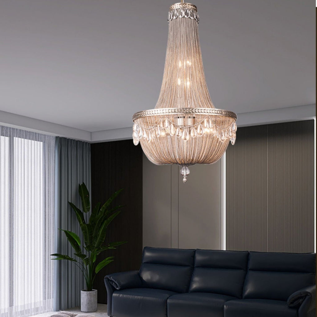 Oversize Modern Metal Art Luxury Crystal Chandelier for Duplex Hall/Staircase/Villa/Foyer - fovolighting