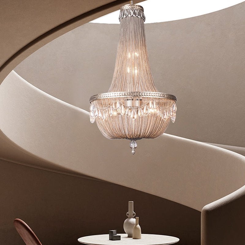 Oversize Modern Metal Art Luxury Crystal Chandelier for Duplex Hall/Staircase/Villa/Foyer - fovolighting