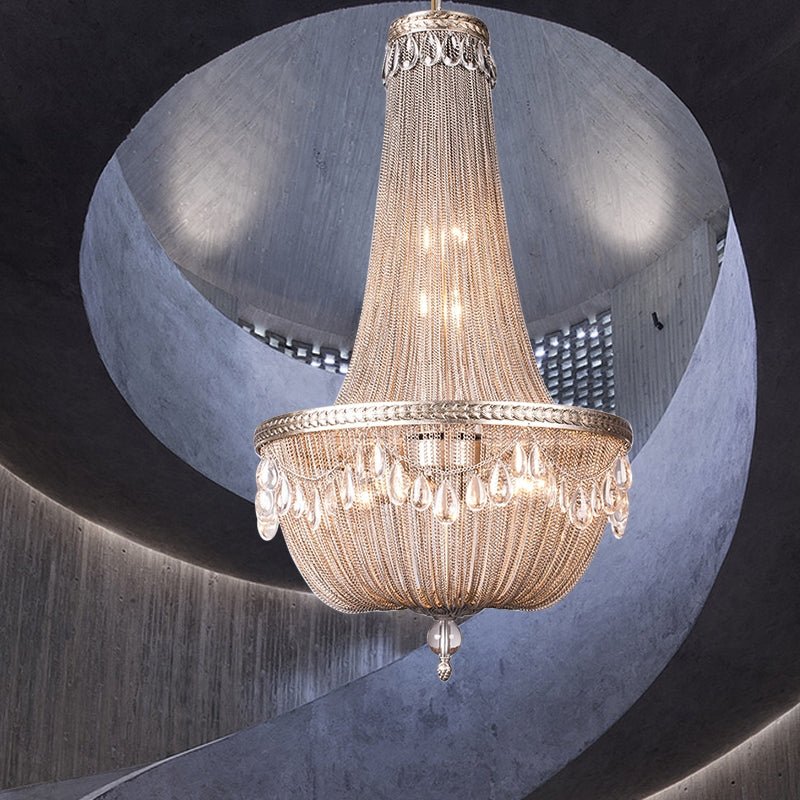Oversize Modern Metal Art Luxury Crystal Chandelier for Duplex Hall/Staircase/Villa/Foyer - fovolighting