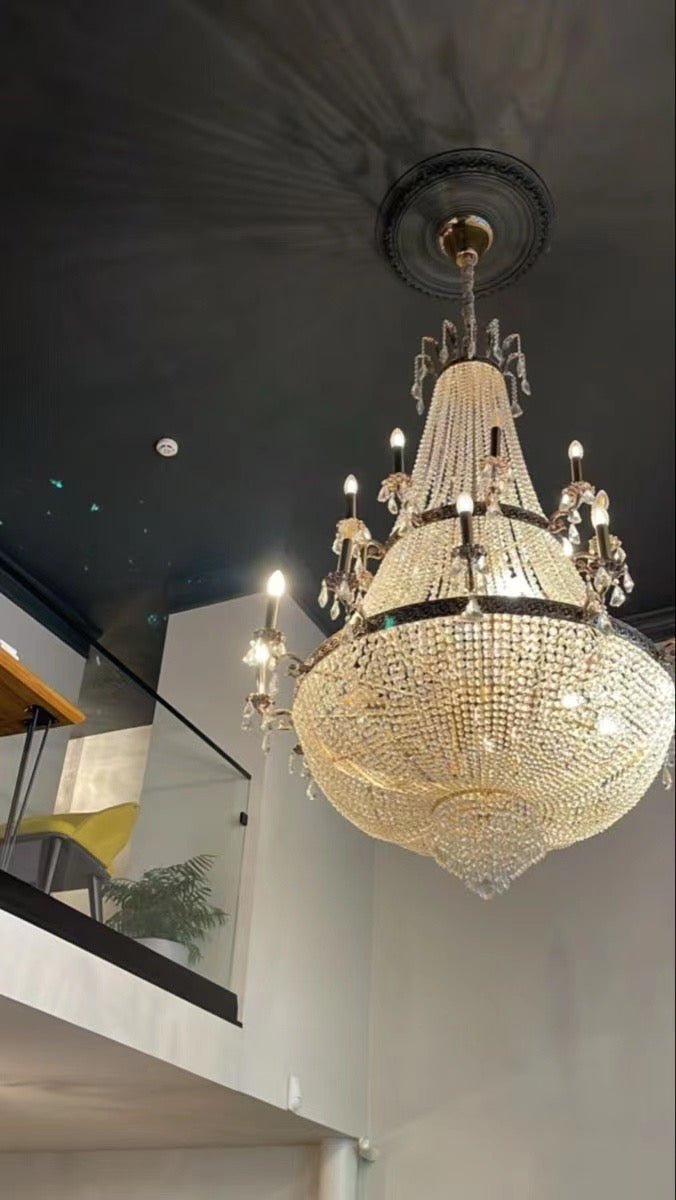 Oversized Luxury Double - layers Golden French Style Crystal Chandelier for Living/Dinning Room/Foyer/Hallway/Staircase - fovolighting