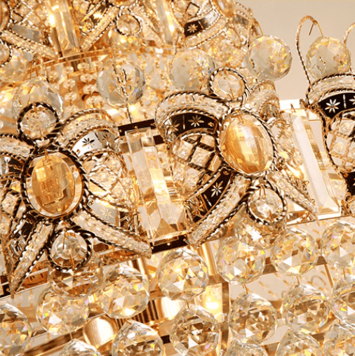 Oversized Luxury Multi - layers Gold Crystal Chandelier For High - ceiling Living Room/Foyer - fovolighting
