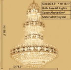 Oversized Luxury Multi - layers Gold Crystal Chandelier For High - ceiling Living Room/Foyer - fovolighting