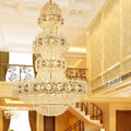 Oversized Luxury Multi - layers Gold Crystal Chandelier For High - ceiling Living Room/Foyer - fovolighting