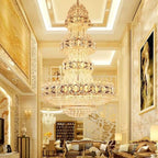 Oversized Luxury Multi - layers Gold Crystal Chandelier For High - ceiling Living Room/Foyer - fovolighting