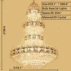 Oversized Luxury Multi - layers Gold Crystal Chandelier For High - ceiling Living Room/Foyer - fovolighting