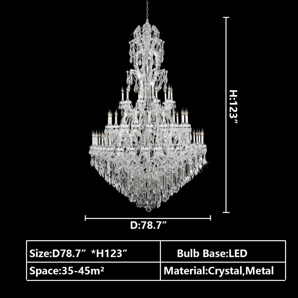 Oversized Luxury Traditional Gold/Chrome Candle Branch Crystal Chandelier for 2 - story/Duplex Buildings - fovolighting