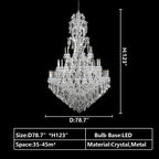Oversized Luxury Traditional Gold/Chrome Candle Branch Crystal Chandelier for 2 - story/Duplex Buildings - fovolighting