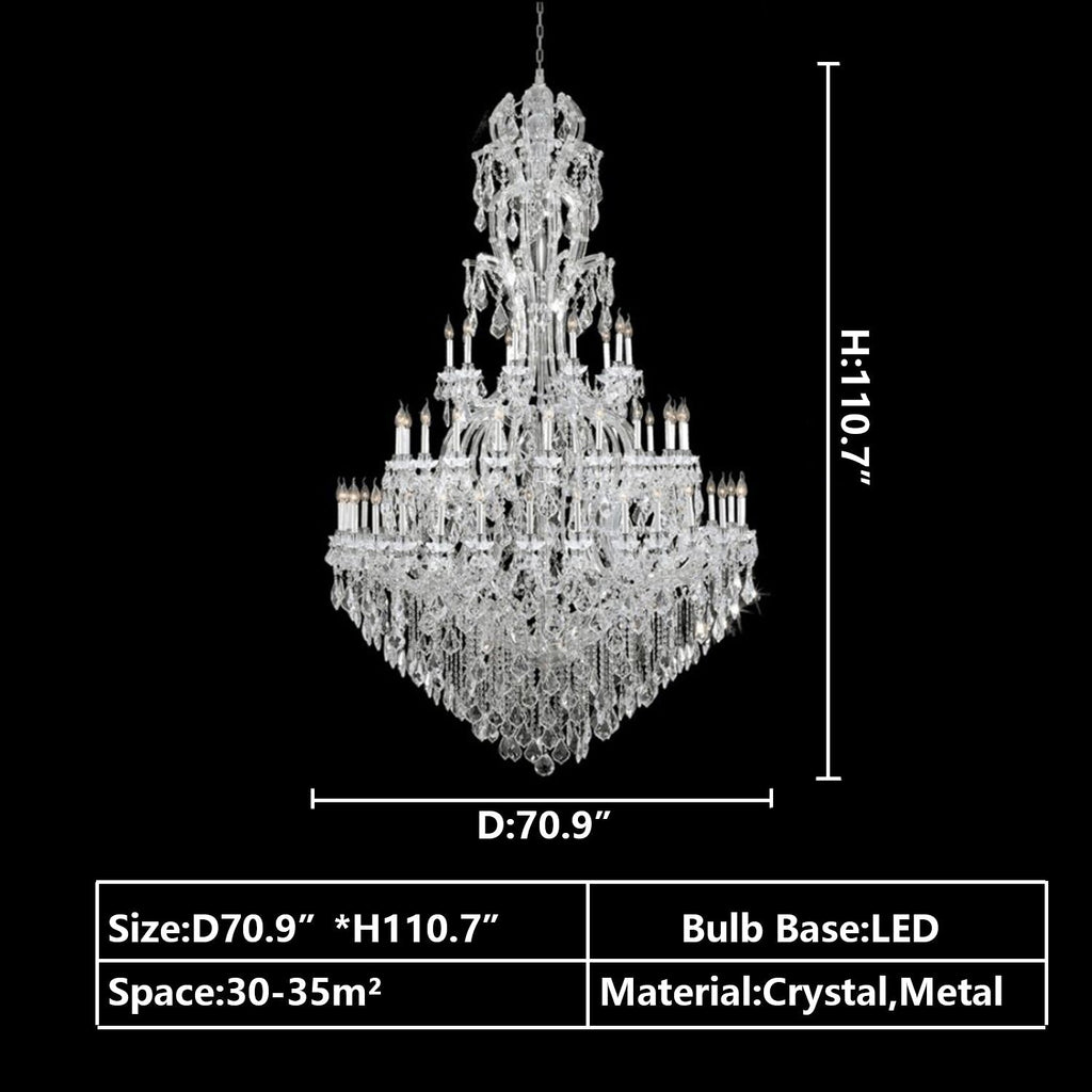 Oversized Luxury Traditional Gold/Chrome Candle Branch Crystal Chandelier for 2 - story/Duplex Buildings - fovolighting