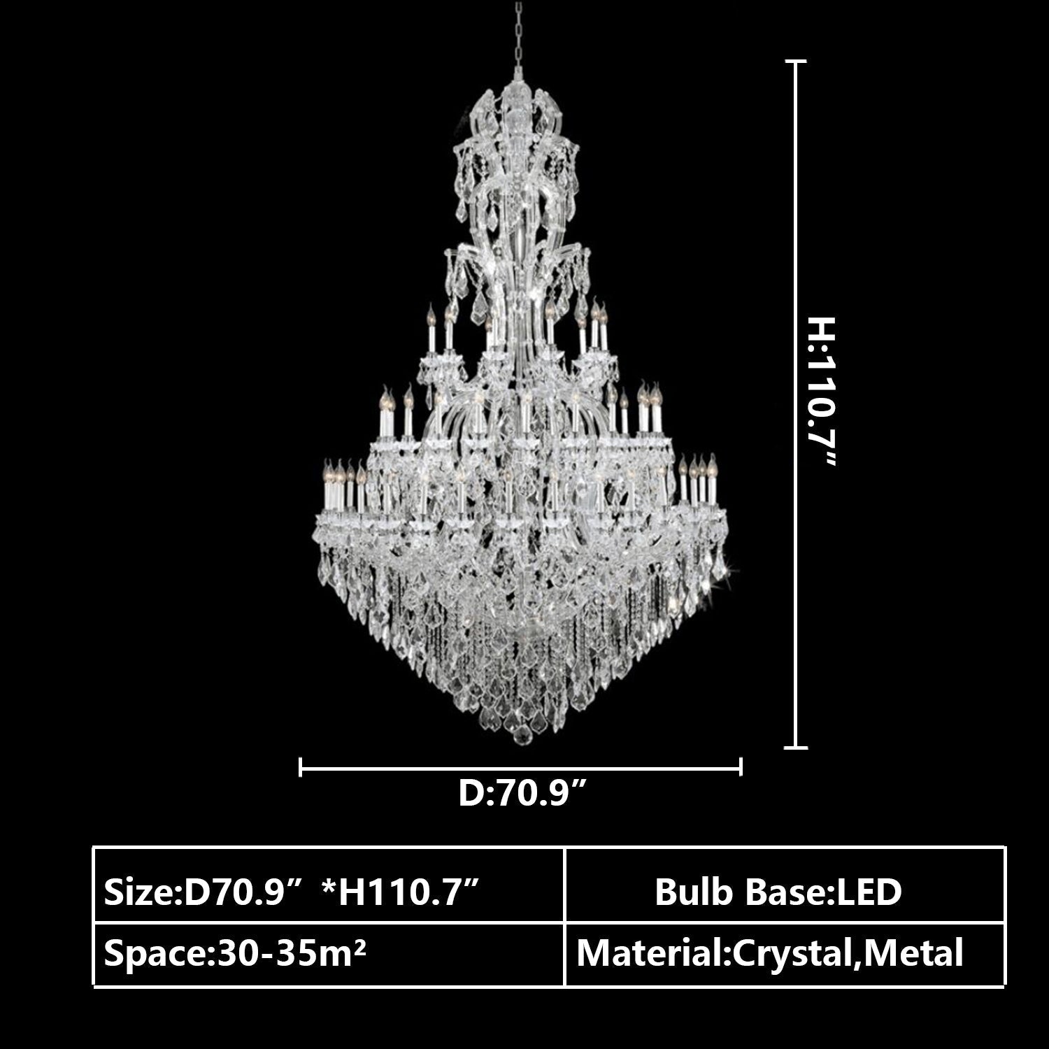 Oversized Luxury Traditional Gold/Chrome Candle Branch Crystal Chandelier for 2 - story/Duplex Buildings - fovolighting