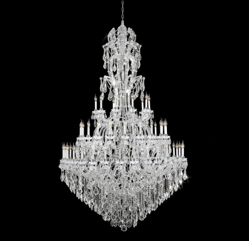Oversized Luxury Traditional Gold/Chrome Candle Branch Crystal Chandelier for 2 - story/Duplex Buildings - fovolighting
