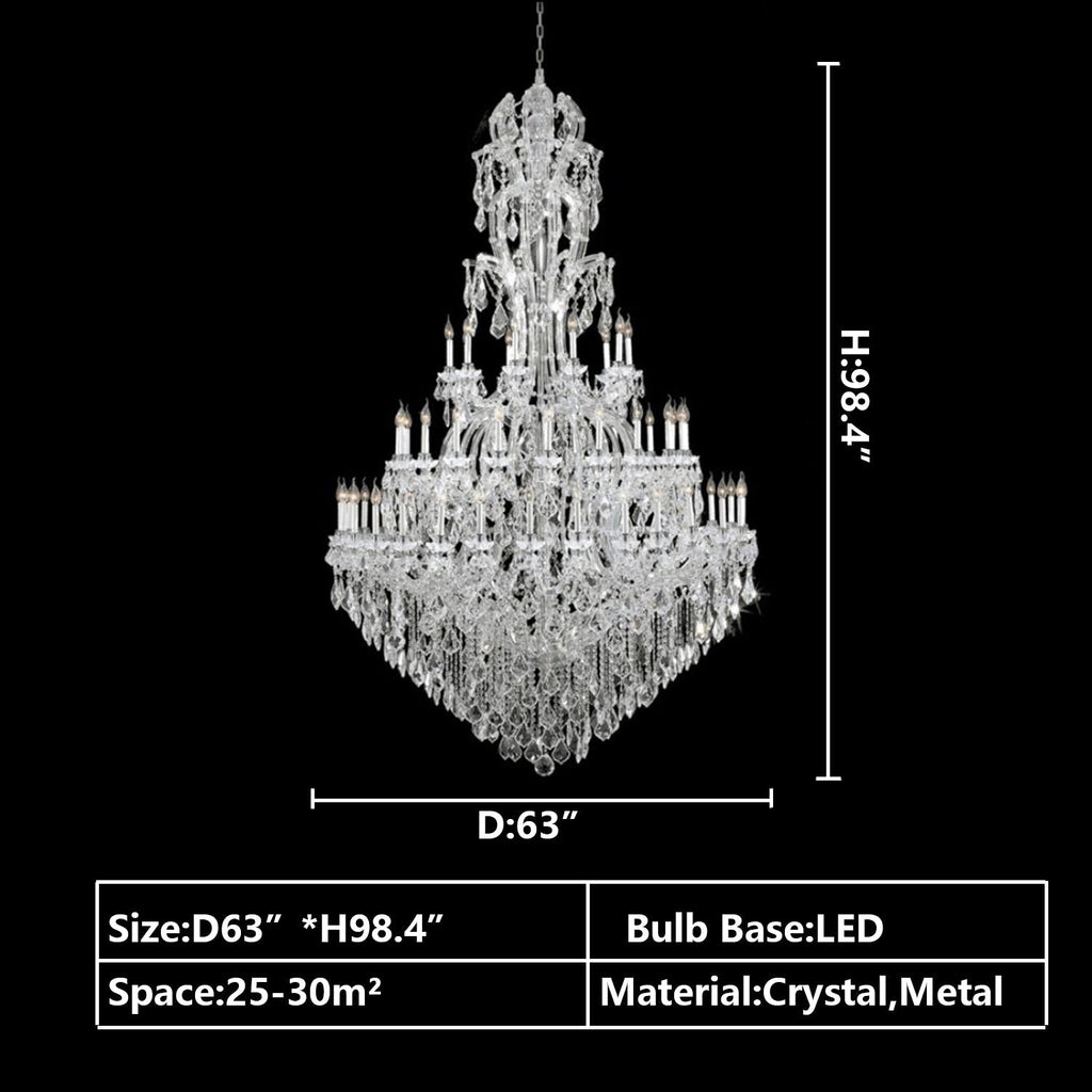 Oversized Luxury Traditional Gold/Chrome Candle Branch Crystal Chandelier for 2 - story/Duplex Buildings - fovolighting