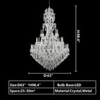Oversized Luxury Traditional Gold/Chrome Candle Branch Crystal Chandelier for 2 - story/Duplex Buildings - fovolighting