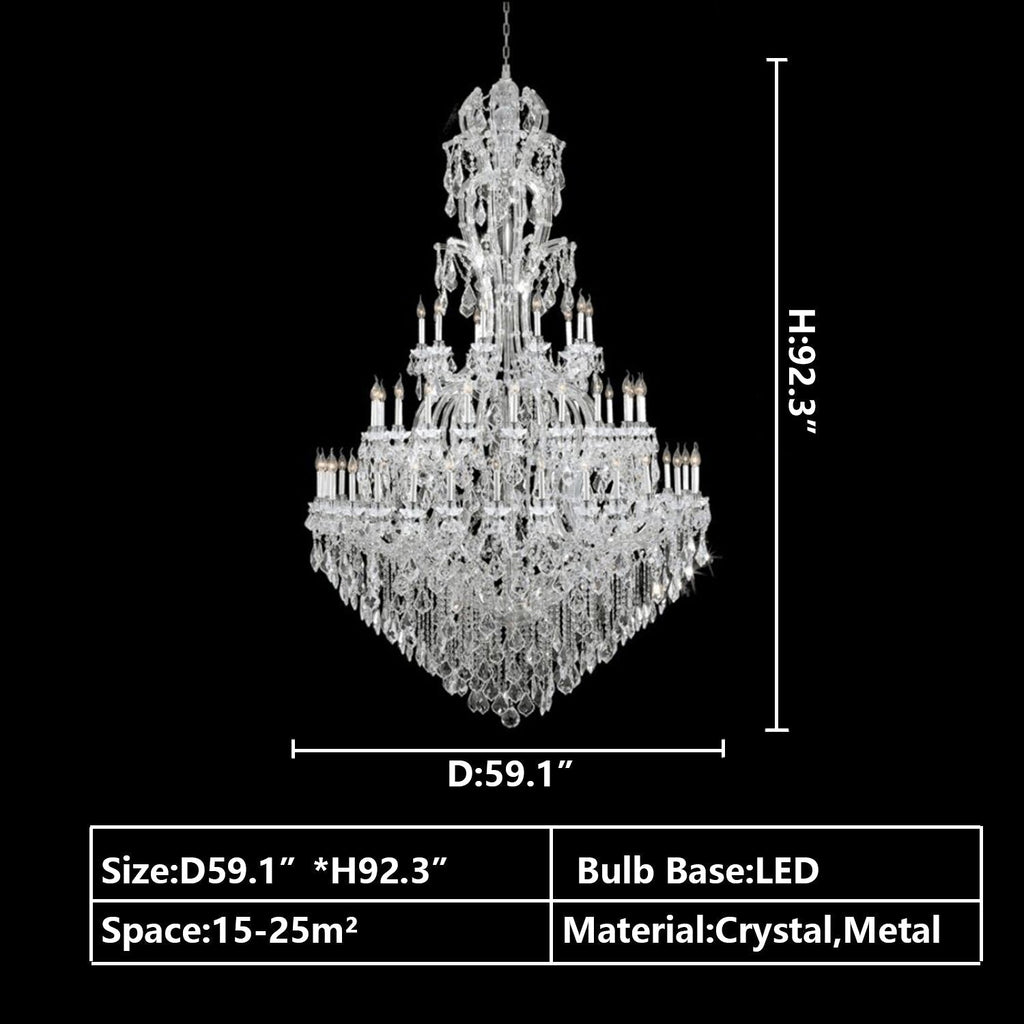 Oversized Luxury Traditional Gold/Chrome Candle Branch Crystal Chandelier for 2 - story/Duplex Buildings - fovolighting
