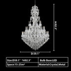Oversized Luxury Traditional Gold/Chrome Candle Branch Crystal Chandelier for 2 - story/Duplex Buildings - fovolighting