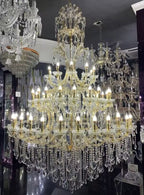 Oversized Luxury Traditional Gold/Chrome Candle Branch Crystal Chandelier for 2 - story/Duplex Buildings - fovolighting