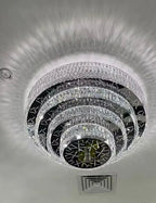 Oversized Modern Creative Flush Mount Round Multi - layers Crystal Pendant Chandelier for Living/Dining Room/Hallway - fovolighting