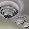 Oversized Modern Creative Flush Mount Round Multi - layers Crystal Pendant Chandelier for Living/Dining Room/Hallway - fovolighting