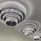 Oversized Modern Creative Flush Mount Round Multi - layers Crystal Pendant Chandelier for Living/Dining Room/Hallway - fovolighting
