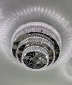 Oversized Modern Creative Flush Mount Round Multi - layers Crystal Pendant Chandelier for Living/Dining Room/Hallway - fovolighting