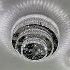 Oversized Modern Creative Flush Mount Round Multi - layers Crystal Pendant Chandelier for Living/Dining Room/Hallway - fovolighting