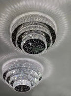 Oversized Modern Creative Flush Mount Round Multi - layers Crystal Pendant Chandelier for Living/Dining Room/Hallway - fovolighting