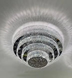 Oversized Modern Creative Flush Mount Round Multi - layers Crystal Pendant Chandelier for Living/Dining Room/Hallway - fovolighting