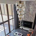 Oversized Modern Designer Creative Multi - tiered Luxury Spiral Crystal Chandelier For High - ceiling Foyer/Entryway/Hallway - fovolighting