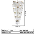 Oversized Modern Designer Creative Multi - tiered Luxury Spiral Crystal Chandelier For High - ceiling Foyer/Entryway/Hallway - fovolighting
