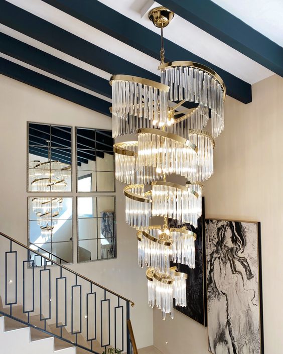 Oversized Modern Designer Creative Multi - tiered Luxury Spiral Crystal Chandelier For High - ceiling Foyer/Entryway/Hallway - fovolighting