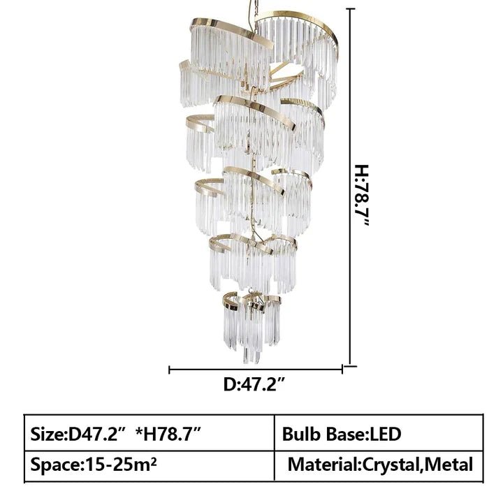 Oversized Modern Designer Creative Multi - tiered Luxury Spiral Crystal Chandelier For High - ceiling Foyer/Entryway/Hallway - fovolighting
